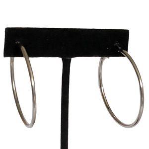 Silver-tone Closed Hoop Pierced Earrings